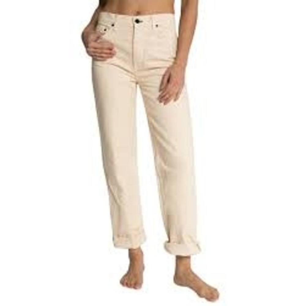 ASKK NY Womens High Rise Straight Leg Jeans Boyfriend Cream‎ Oat Denim Size 30